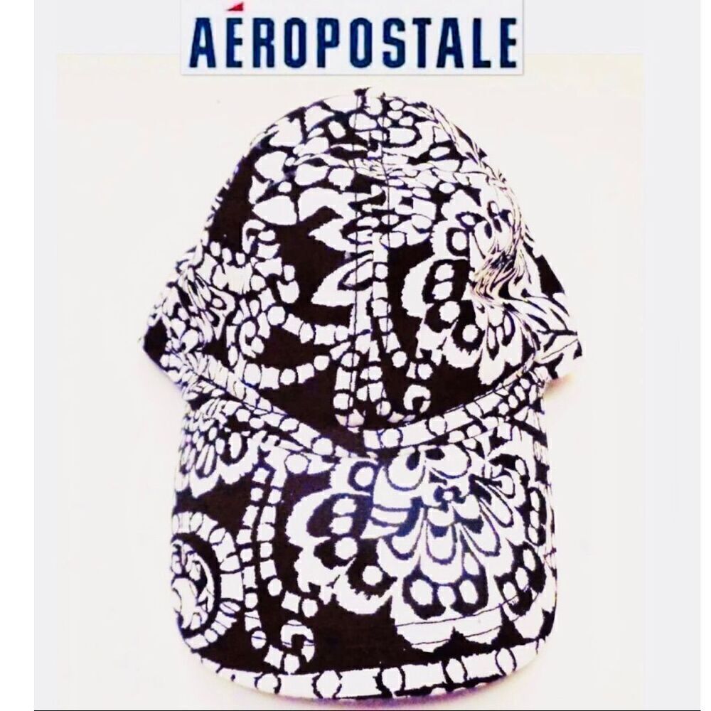 NWT Aeropostale Vintage Black & White Floral Print Women's Cap Hat New